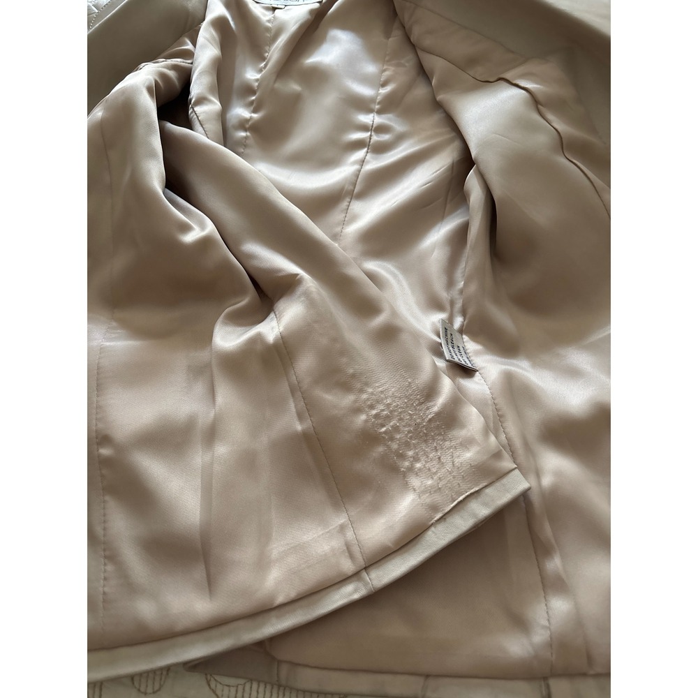 Anglun Womens Beige Leather Blazer Jacket Size L Two Button Tailored Lined Tan - Picture 9 of 9